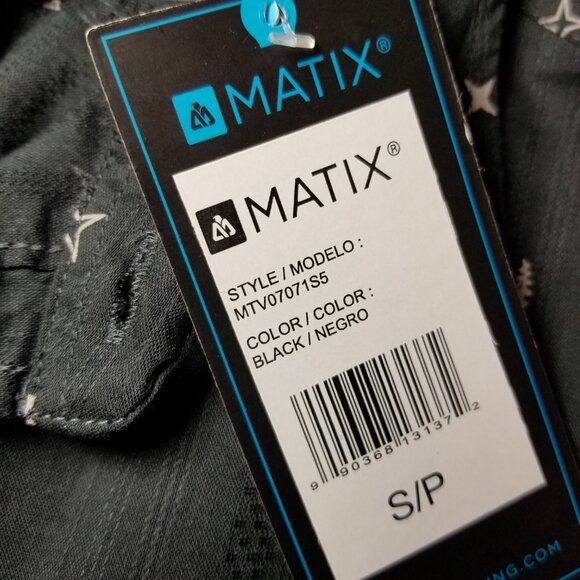 Matrix Men Small Button Up Short Sleeve Shirt Black Bandana Paisley Casual NWT - Picture 4 of 6